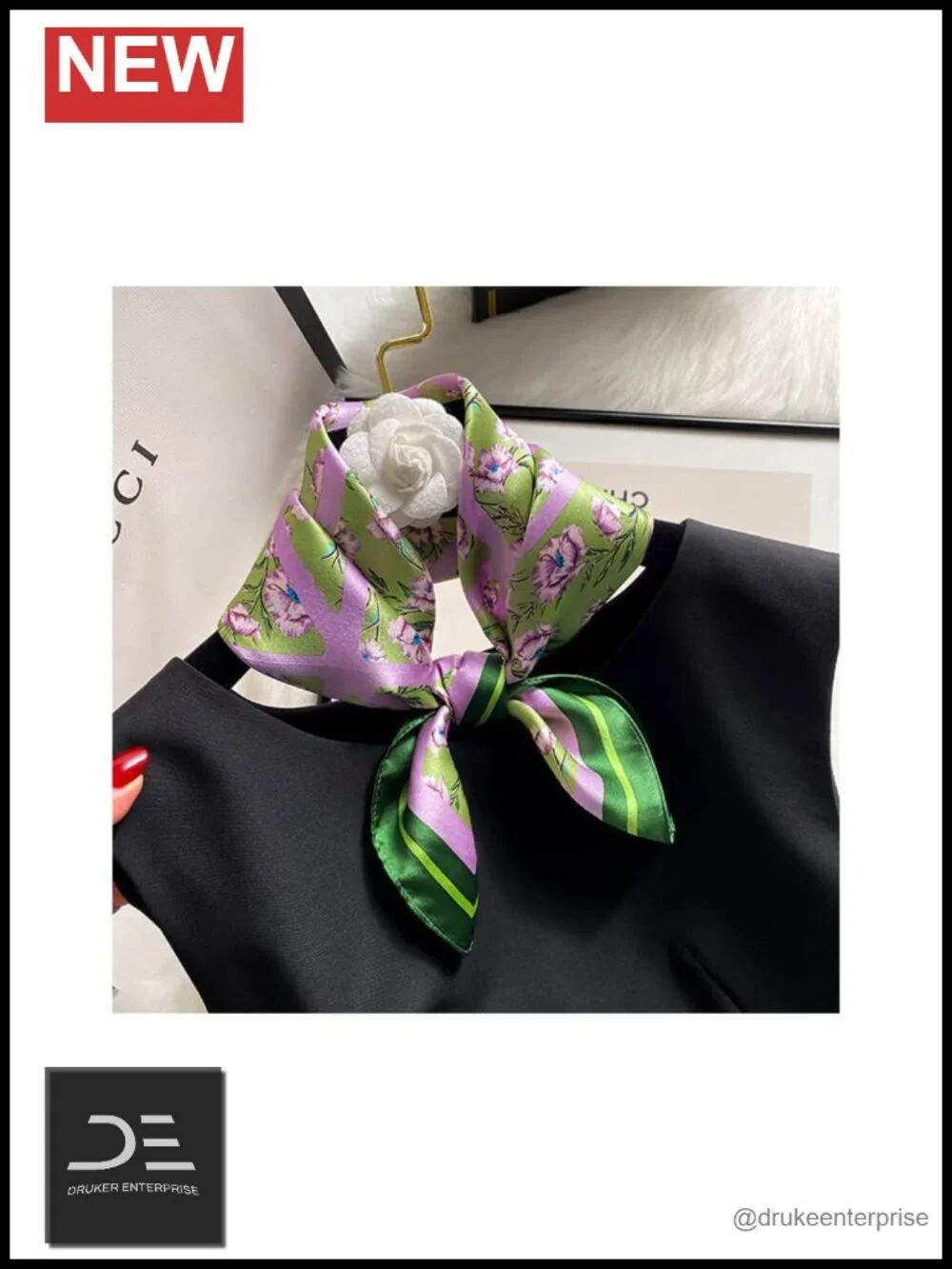 100% Mulberry Silk Small Square Scarf Lightweight Neck Scarf Gift Packed